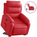 vidaXL Poltrona Reclinável Elevatória Elétrica Couro Artificial Vermelho - 137121971
