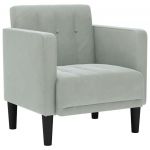 vidaXL Poltrona com Apoio de Braços 53 cm Veludo Cinzento-claro - 3207142565