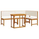 vidaXL Conjunto de Bistrô para o Jardim com 3 Peças e Almofadas de Madeira de Acácia - 1302136650