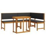 vidaXL Conjunto de Bistro para o Jardim com 3 Peças e Almofadas em Madeira Sólida de Acácia - 3709999835