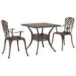 vidaXL Conjunto de Bistro para o Jardim de 3 Peças em Alumínio Fundido Cor Bronze - 2355777094