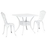 vidaXL Conjunto de Bistro de Jardim 3 Peças vidaXL Branco em Alumínio Fundido - 1695148915