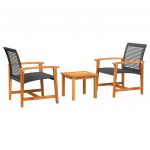 vidaXL Vidaxl 3 Peças Conjunto de Bistrô Vime Pe e Madeira de Acácia Preto - 3128056793