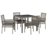 vidaXL Conjunto de Jantar de Jardim com 5 Peças e Almofadas Cinza em Rattan - 2993532896