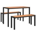 vidaXL Conjunto de Jantar de Jardim 3 Peças em Aço e Wpc Castanho - 2344238586