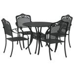 vidaXL Conjunto de Jantar de Jardim com 5 Peças Preto em Alumínio Fundido - 1870213024