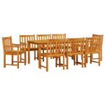 vidaXL Conjunto de Jantar de Jardim de 9 Peças em Madeira Sólida de Acácia - 1043855762