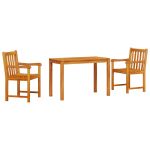 vidaXL Conjunto de Jantar de Jardim 3 Peças em Madeira Sólida de Acácia - 2530099794