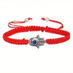 Pulseira de corda vermelha trançada estilo mexicano