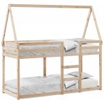 vidaXL Beliche com Telhado 80x200 cm Madeira de Pinho Maciça - 990383685