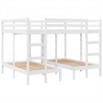 vidaXL Beliche Triplo 160x200/80x160 cm Madeira de Pinho Maciça Branco - 2840769710