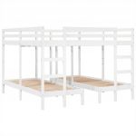 vidaXL Beliche Triplo 200x200/80x200 cm Madeira de Pinho Maciça Branco - 3644342305