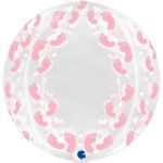 Grabo Balão Foil 19" 4D Globo Pés Rosa 1 un.