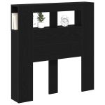 vidaXL Cabeceira de Armazenamento com Luzes led Carvalho Preto 100x18,5x103,5 cm - 2911730341