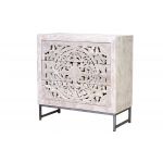 Giner Y Colomer Aparador de Madeira de Manga com Pés de Metal Branco Envelhecido 81x80x35