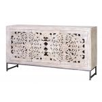 Giner Y Colomer Aparador em Madeira de Manga e Metal Branco Envelhecido 80x150x38