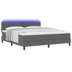 vidaXL Cama Box com Colchão & led Cinza Escuro 180x200 cm Tecido - 2404511807
