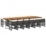 vidaXL 13 Peças Conjunto de Jantar P/jardim com Almofadões Vime Pe Preto - 644800893