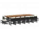 vidaXL 17 Peças Conjunto de Jantar para Jardim com Almofadões Vime Pe Preto - 4117723283