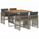 vidaXL 5 Peças Conjunto de Jantar para Jardim com Almofadões Vime Pe Cinza - 3255846018