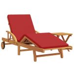 vidaXL Espreguiçadeira do Sol com Almofada e Mesa em Madeira Sólida de Acácia Vermelha - 3372218083
