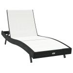 vidaXL Espreguiçadeira Preto Rattan e Textilene - 1246474285