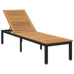 vidaXL Espreguiçadeira Preta 200x55x35 cm Madeira Acácia Maciça - 2635833236