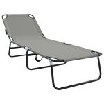 vidaXL Cadeira de Sol Dobrável Portátil Cinza Tecido Oxford 600D - 2535099322