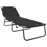 vidaXL Espreguiçadeira Dobrável Portátil Preto Tecido Oxford 600D - 2031413910