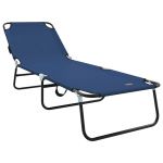 vidaXL Espreguiçadeira Dobrável Portátil Azul 600D Tecido Oxford - 236182016