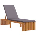 vidaXL Espreguiçadeira com Almofada 200x55x30 cm Madeira Sólida de Acácia - 1771220253
