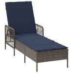 vidaXL Espreguiçadeira Cinza Rattan Pe 157 X 55 X 92 cm Dobrável - 953292031
