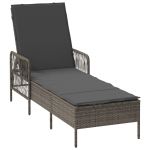vidaXL Espreguiçadeira Cinza e Cinza Escuro Vime Pe 157 X 55 X 92 cm - 3366617227