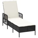 vidaXL Espreguiçadeira Preto e Creme Pe Rattan 157 X 55 X 92 cm - 648339879