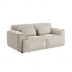 Sofá Sweeek de Bombazina em Veludo Canelado Fino 2 Lugares Wallas Cinza Bege 178x97.5x73 cm