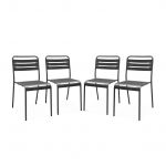 Sweeek Cadeira de Jardim em Aço Set de 4 Amelia Antracite 44x52x79 cm