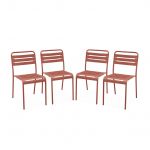 Sweeek Cadeira de Jardim em Aço Set de 4 Amelia Terracota 44x52x79 cm