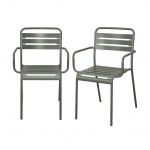 Sweeek Cadeira de Jardim em Aço Set de 2 Amelia Verde Caqui 50.4x53x79.5 cm