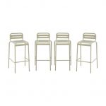 Sweeek Cadeira Alta de Jardim em Aço Set de 4 Amelia Beige 44x41x85 cm
