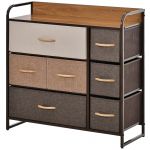 Homcom Cómoda com 7 Gavetas de Tecido Dobráveis Móvel Organizador com Estrutura Metálica e Antitombo 80x29x78,5 cm Multicolor - 831-406