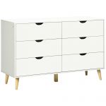 Homcom Cómoda com 6 Gavetas e Pés Elevados Cómoda para Quarto Estilo Moderno Anti-tombo 120x40x76 cm Branco - 831-595V01WT