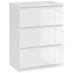 Homcom Cómoda com 3 Gavetas de Madeira Cómoda de Quarto Cómoda Branca Estilo Moderno 55x34x75 cm Branco Brilhante - 831-337V85WT