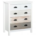 Homcom Cómoda com 5 Gavetas Cómoda para Quarto Moderna com Desenho Anti-tombo 70x38x85 cm Branco - 831-353