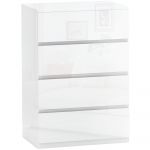 Homcom Cómoda com 4 Gavetas de Madeira Cómoda de Quarto Cómoda Branca Estilo Moderno 55x33x80 cm Branco Brilhante - 831-337V88WT