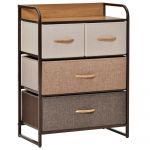 Homcom Cómoda de Tecido com 4 Cestos Removíveis e Dobráveis Base Elevada Móvel de Armazenamento 58x29x78,5 cm Multicor - 831-400