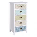 Homcom Cómoda de Quarto Moderna Cómoda de Madeira com 5 Gavetas com Diferentes Padrões Móvel Cómoda 46x34x97,5 cm Multicor - 831-156