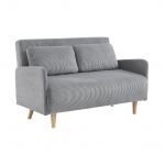 Sofá Cama Sweeek em Veludo Cotelê com Pernas de Madeira de 2 Lugares Panam Cinza Claro 131x75x81 cm