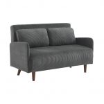 Sofá Cama Sweeek em Veludo Cotelê com Pernas de Madeira de 2 Lugares Panam Cinza Escuro 131x75x81 cm