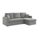 Sofá Cama Sweeek de Canto de Veludo Cotelê Grande de 3 Lugares Ida Veludo Cotelê Cinza Claro 219x84x68 cm