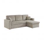 Sofá Cama Sweeek de Canto Conversível de 3 Lugares Ida Veludo Cotelê Cinza Bege 219x81x68 cm
